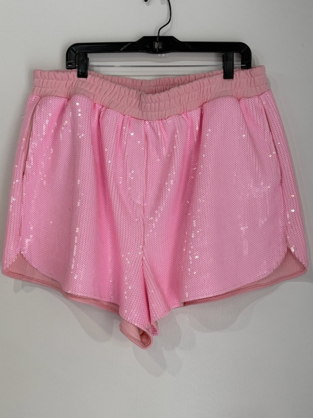 QUEEN OF SPARKLES Pink Sequin Athletic Shorts